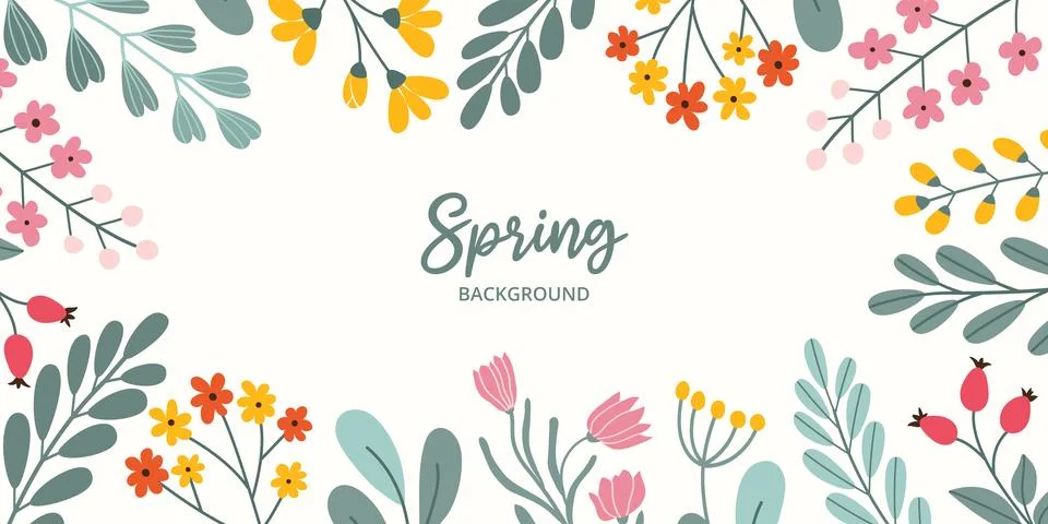 Spring rectangular festive banner on white background with place for text Stockillustratie