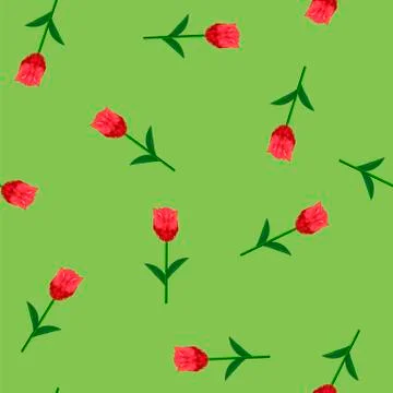 Spring Red Flower Seamless Pattern Stock Illustration