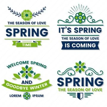 Spring Retro Vintage Vector Label 스톡 일러스트