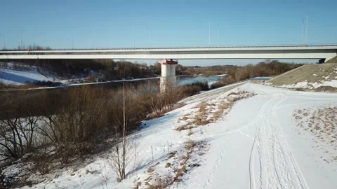 Spring, river, bridge and ice drift Stock Footage 150360127