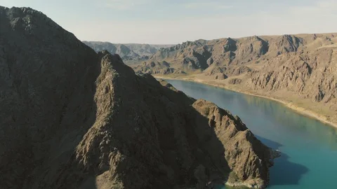 Spring on the river. Canyon of the Ili River. Kazakhstan Stock Footage 129883500