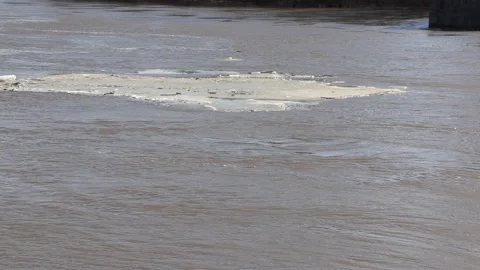 Spring river flooding during record warm temperatures in Ontario Canada 스톡 동영상 150289126