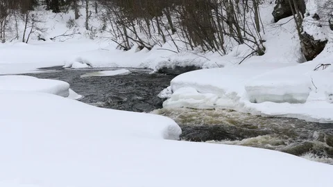 Spring river with ice and snow Stock Footage 105582224