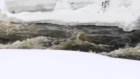 Spring river with ice and snow Stock Footage 105582352