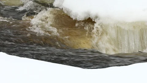 Spring river with ice and snow Stock Footage 105583468