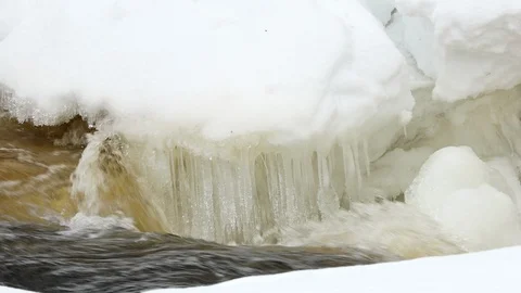 Spring river with ice and snow Stock Footage 105583886