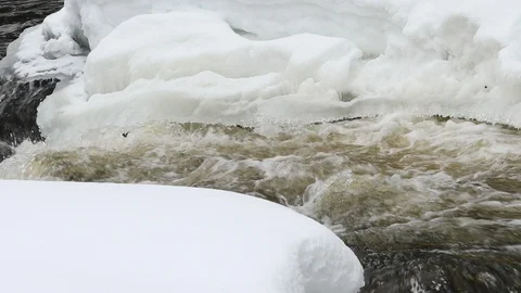 Spring river with ice and snow Stock Footage 105638432