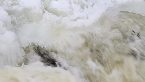 Spring river with ice and snow Stock Footage 105638934