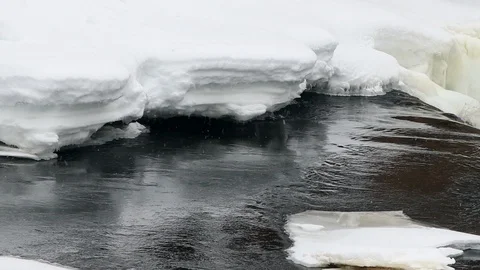 Spring river with ice and snow Stock Footage 105700743