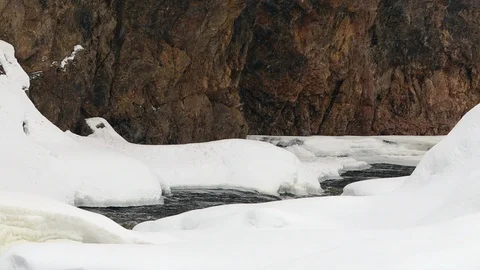 Spring river with ice and snow Stock Footage 105716228