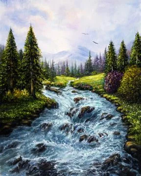 Spring river Stock Illustration