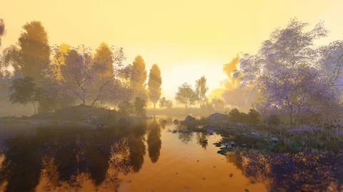 Spring on the river, island Stock Footage 123090796