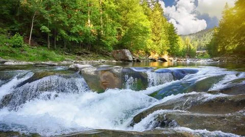 Spring river landscape Stock Photos