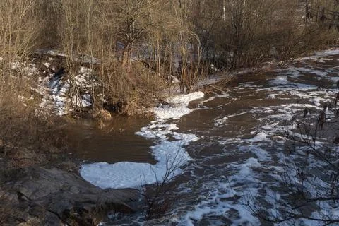Spring river landscape view from above Stock Photos