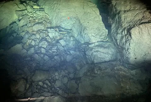 The spring of the river Licanka or the source of the Fuzinarka karst river 스톡 사진