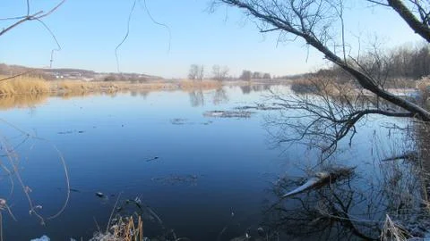 Spring river in March Stock Photos