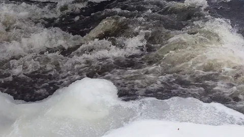 Spring river with melting ice and water Stock Footage 72671268