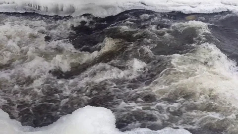 Spring river with melting ice and water Video stock 72671277