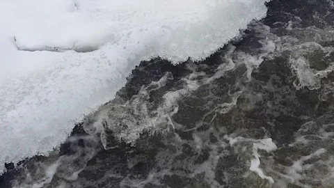 Spring river with melting ice and water Stock Footage 72671298