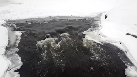 Spring river with melting ice and water Stock Footage 72671319