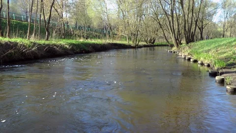 Spring river, over the river Stock Footage 97080522