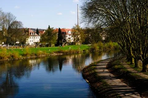 Spring on a river Foto stock