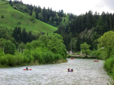 Spring River Rafting Stock Photos