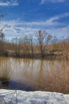 Spring river in the Russian outback Stock Photos