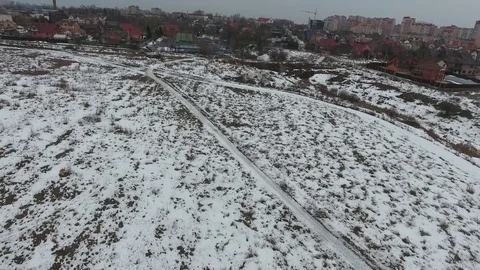 Spring road across the field Stock Footage 74942788