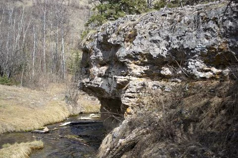 Spring Rock Formation from Minerals - Stream Rock Carved Stock Photos