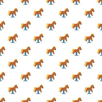 Spring rocking horses seamless pattern for children's play Stock Illustration