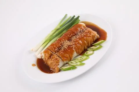 Spring Roll also known as Egg Roll local thai food isolated in white backgrou Stock Photos
