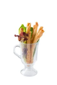 Spring roll in glass Stock Photos