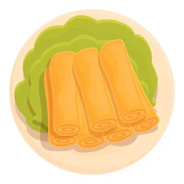 Spring roll menu icon cartoon vector. Food cuisine Stock Illustration