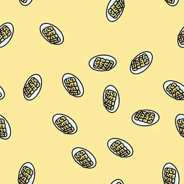 Spring rolls chinese cuisine vector seamless pattern Ilustração Stock