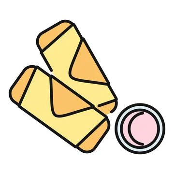 Spring rolls with dipping sauce asian snack food Stock Illustration