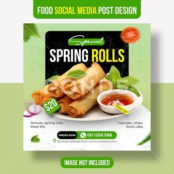 Spring rolls food advertisement for social media PSD-Vorlage