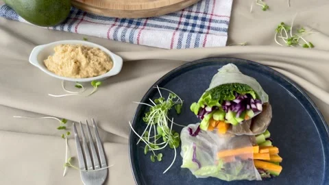 Spring Rolls With Fresh Vegetables Stock Footage 151265609