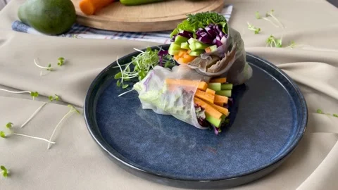 Spring Rolls With Fresh Vegetables Stock Footage 151265622