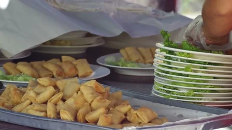 Spring rolls prepared Stock Footage 54830966