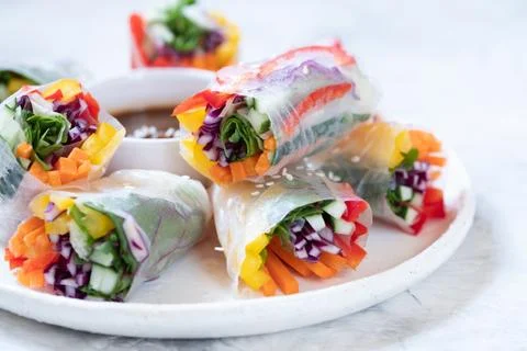 Spring rolls with vegetables Stock Photos