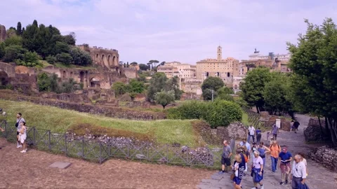 Spring at the Roman Forum (Foro Romano), ruins of ancient Rome, Italy Stock Footage 243109208
