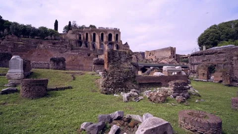 Spring at the Roman Forum (Foro Romano), ruins of ancient Rome, Italy Stock Footage 243135745
