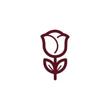 Spring rose flower line icon for valentine and mothers day Stock Illustration