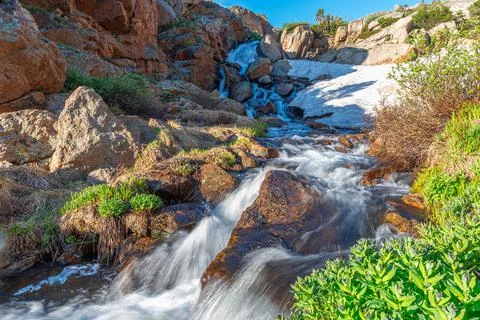 Spring runoff from Lake Dunraven Stock Photos