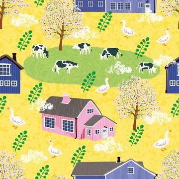 Spring Rustic Seamless Pattern 库存插图