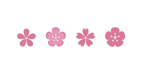 Spring sakura blossom vector icon set. Stock Illustration