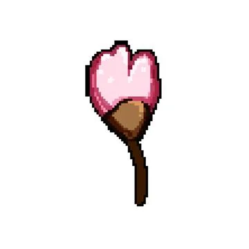 Spring sakura cherry blossom pixel art vector illustration Stock Illustration