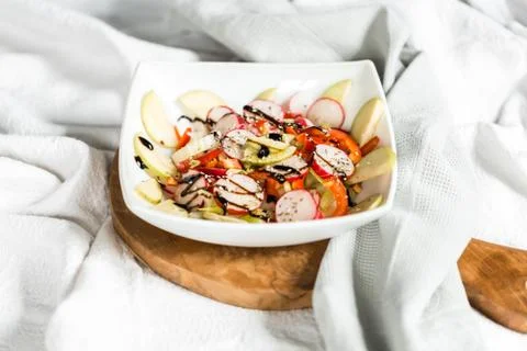 Spring salad with radish and celery Stock Photos