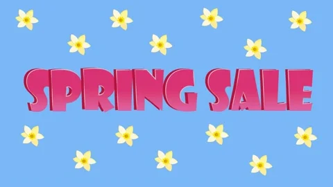 Spring sale animated text with daffodil flowers blooming around. 4K HD video Stock Footage 171349870